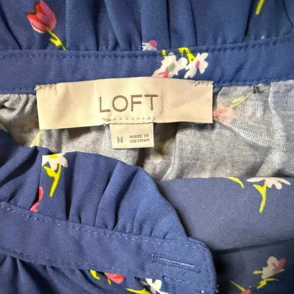 LOFT Blue Floral Sleeveless Blouse - Picture 3 of 3